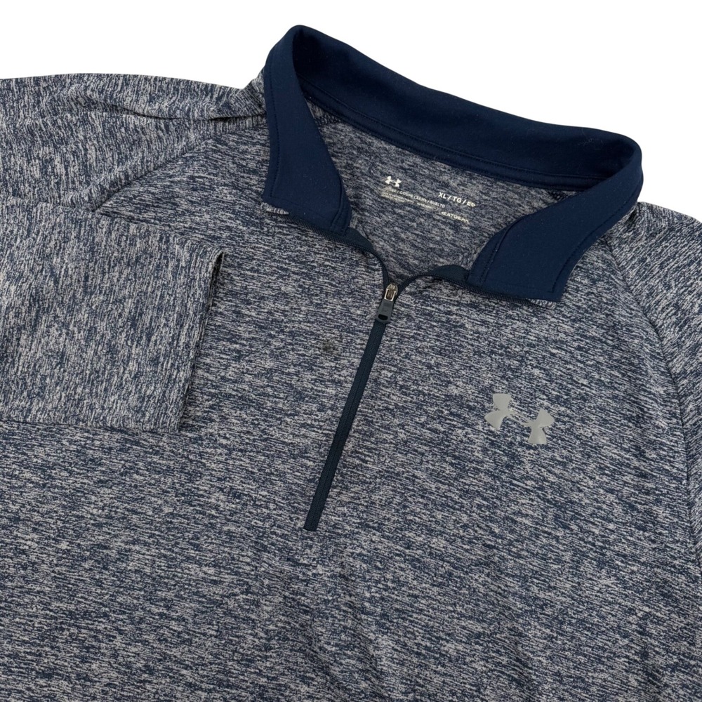 Under Armour Quarter Zip Pullover Mens XL Navy Blue Space Dye‎ HeatGear Loose